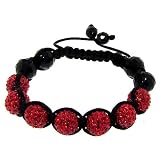 New black & red bling bling hip hop crystal disco ball Buddhist shamballa bracelet