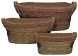 Country Cotton Lined Rush Oval Baskets w/ Tweed Edge Set/3 Lg=18"x13"x8"H