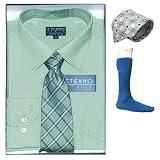 4 PIECE BONUS PACK: Mens Eterno Italy Dress Shirt & Neck Tie Set + bonus gifts! Very high quality fabric: 65% cotton, 35% microfiber and completely wrinkle resistant / iron-free. You will receive the following Eterno products: one dress shirt, 2 neck ties and one pair of dress socks. Cant beat this incredible wholsale price!