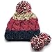 Bodvera Warm Chunky Soft Stretch Cable Knit Slouchy Straps Slit Pom pom Beanie Skully