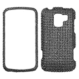 IMAGE OF Hard Diamante Protector Skin Cover (Faceplate/Snap On) Full Rhinestones Diamond Bling for LG Gelato Q Enlighten VS700 Verizon - Black