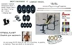 HOME GYM 100 KG WEIGHT + MULTIPURPOSE BENCH + DIP STAND + MAT