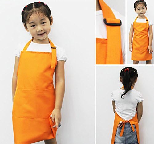 Mmary Child Kids Children Cartoon Bibs Kitchen Baking Painting Craft Waterproof Apron orange