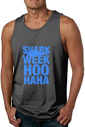 EVALY Men's Particular Shark Week Hoo HaHa Sleeveless Shirt Black Size S