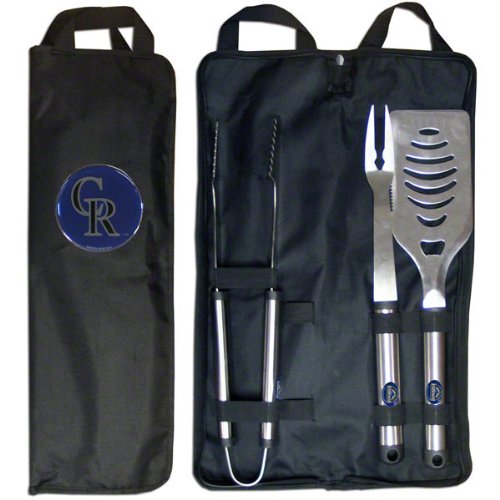 MLB Colorado Rockies Stainless Steel BBQ Set with Bag