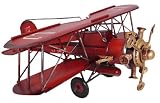Antique Metal Bi-Plane Airplane Model Toy Replica