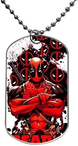 Deadpool design personlized style dog tag pet tag Necklaces pendant Bead Chain, Dog Tag Size 1.3X2.2X0.1 inches in Diameter