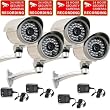 VideoSecu 4 of Outdoor Infrared Bullet Security Cameras Day Night Vision 1/3" SONY CCD 420TVL with Power Supplies W18