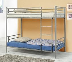 Coaster Modern Contemporary Metal Bunk Bed, Silver, Twin