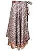 Womans Wrap Skirt Printed Two Layer Vintage Silk Sari Magic Skirts Sarong Dress