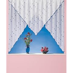 Dekorativer Kuvertstore "IRIS" aus bedrucktem Voile blau 145x400cm (Gardine, Vorhang)
