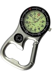 Backpacker Belt Fob Watch Silver Tone with Compass and Bottle Opener