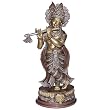 Krishna Statue Hindu God Brass Sculpture 12.5 x 5.5 x 4 inches