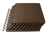 ProSource Puzzle Exercise Mat High Quality EVA Foam Interlocking Tiles - Covers 24 Square Feet - Black