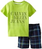 Calvin Klein Boys 2-7 Tee With Plaided Short 2 Piece Set