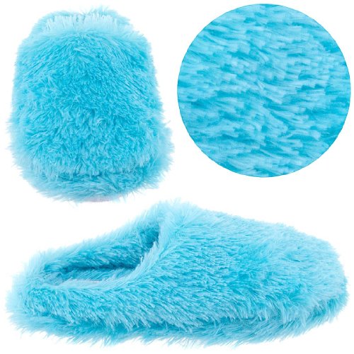 Blue Fuzzy Slippers for Women