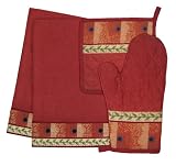 Pfaltzgraff Napoli Kitchen Border 4-Piece Kitchen Kit, Paprika/Russet