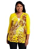 Southpole Juniors Plus Size Long Sleeve 2-Fer Henley Neck Animal Printed Tee