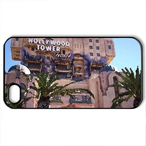Hollywood Tower Hotel - Case Cover for iPhone 4 and 4s (Amusement Parks Series, Watercolor style, Black)