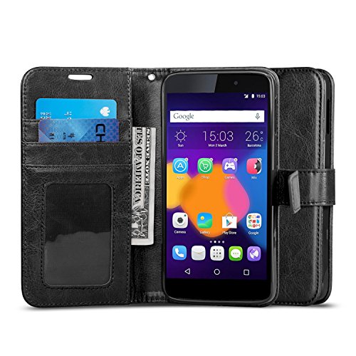 IDOL 3 Case , J&D [Stand View] Alcatel OneTouch IDOL 3 Wallet Case [Slim Fit] [Stand Feature] Premium Protective Case Wallet Leather Case for IDOL 3 (5.5") (Black)