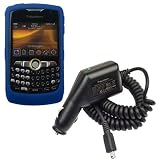 Dark Blue Silicone Skin Cover Case with Car Charger for Blackberry Curve 8350i