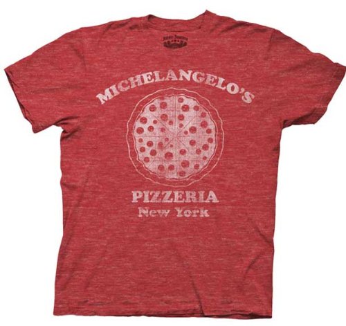  TMNT Teenage Mutant Ninja Turtles Michelangelo's Pizzeria Heathered Red Adult T-shirt Tee