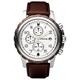 Fossil Men's FS4543 Brown Leather Strap Silver Analog Dial Chronograph Watch