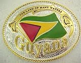 Guyana Flag Rodeo Western Belt Buckle Guyanese