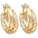 14K Yellow Gold Double Hoop Earrings Womens Jewelry