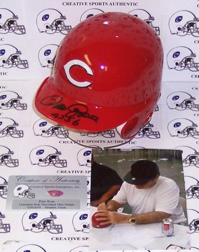 Pete Rose Hand Signed Cincinnati Reds Mini Helmet - Autographed MLB Helmets and Hats