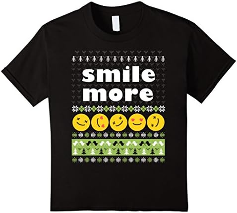 Kids Smile more t shirt in ugly sweater style for christmas gift 12 Black