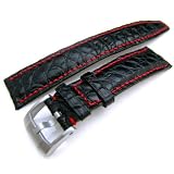 Louisiana Alligator Head Shiny Black Matt 21mm Watch Strap