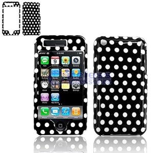 White Polka Dots Black Design Snap-On Cover Hard Case Cell Phone Protector for Apple iPhone 3G
