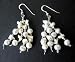 UER072 Freshwater Pearl & White Stone Chip Sterling Silver Earrings