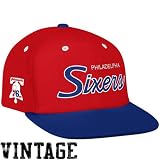 Philadelphia 76ers Script Red/Blue Two Tone Snapback Adjustable Plastic Snap Back Hat / Cap