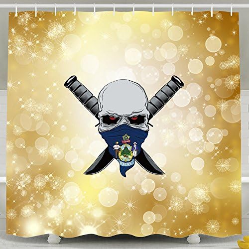 Flag Of Maine Calaberas Symbol Polyester Fabric Shower Curtains 72*72inch