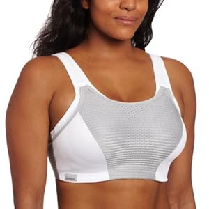 Glamorise Women's Adjustable Bounce Control Sports Bra, White Grey, 36 D