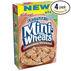 Kellogg's Bite Size Frosted Mini-Wheats Cinnamon Streusel, 22-Ounce Box (Pack of 4)