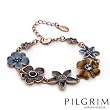PILGRIM SKANDERBORG, DENMARK Stylish Bracelet With Crystals and Faux pearls in Rose Base metal and Multicolor Enamel. Total item weight 17.5g