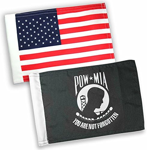 6.5" X 10" American & POW MIA Motorcycle Flags by "Motorcycle Pride" - American & POW MIA Motorcycle Flag with Pole Sleeve - American & POW MIA Motorcycle Flags - Highway Motorcycle Flag