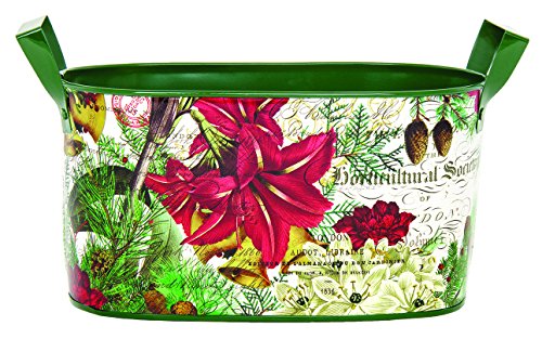 Michel Design Works Oval Tin Planter, Joyous Christmas