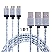 Bestfy 3Pack 10FT Extra Long Tangle-Free Nylon Braided Micro USB 2.0 Power Cable Cord Wire with Aluminum Heads for Smartphones, Tablets, MP3 Players and More (White)