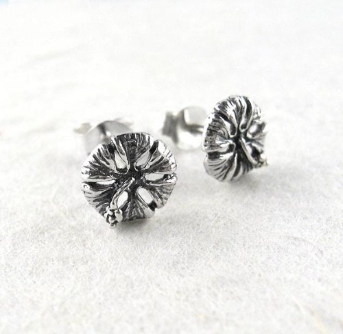 Sterling Silver Hibiscus Post Earrings