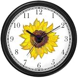 Sun Flower or Sunflower Wall Clock by WatchBuddy Timepieces (Black Frame)