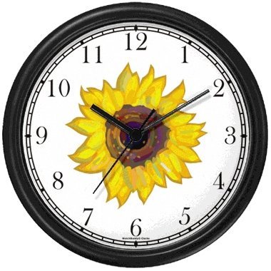 Sun Flower or Sunflower Wall Clock by WatchBuddy Timepieces (Black Frame)