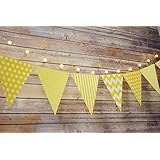Quasimoon Yellow Mix Pattern Triangle Flag Pennant Banner Decoration (11FT) by PaperLanternStore