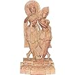 Religious Statues Lord Krishna and Radha Stone Carving 4 x 2.25 x 8.25 inches (sos406)