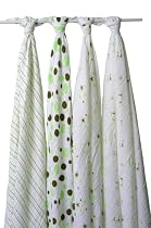 Aden & Anais Muslin Wraps 4-Pack - Lime and Brown