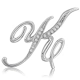 Silver Toned Initial Letter Brooch Pin - K