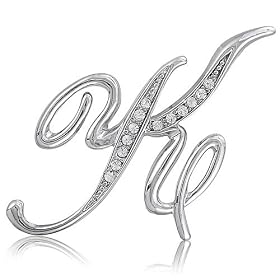 Silver Toned Initial Letter Brooch Pin - K - Ideal Gift For Anniversary, Engagement, Wedding, Birthday, Romantic For Her